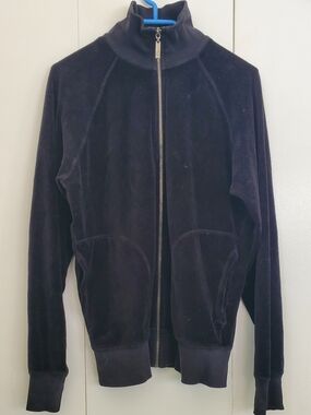 Juicy Couture Women's Navy Velour Zip-Up Jacket
